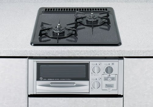 東京ガス ビルトインコンロ 二口タイプ ガラストップ 水あり片面